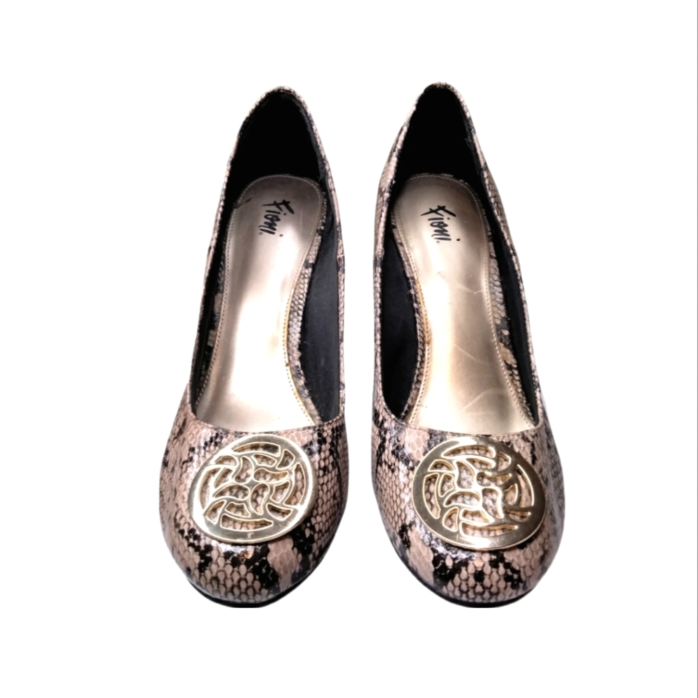 Fioni Wedge Heeled Shoes Reptile Pattern